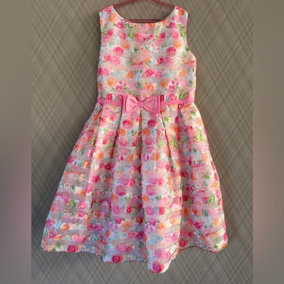 Jona Michelle Other - Jona Michelle - Sleeveless Pink Floral Bow-Accent Dress (SZ 8)